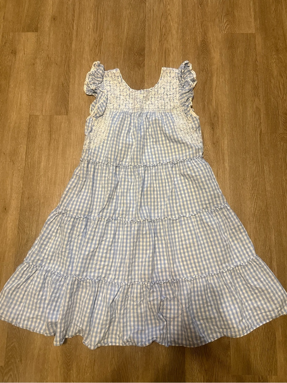 J.Marie Blue Gingham Ruffle Tiered Dress